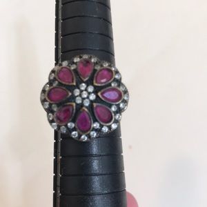 Flower purple stones and CZ ring.